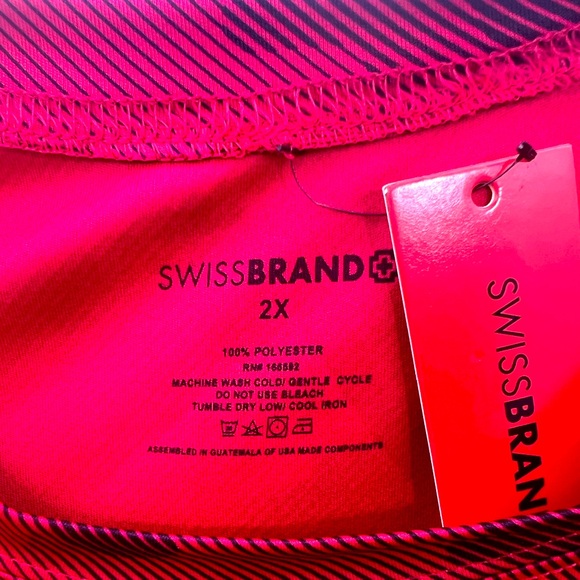 SWISS BRAND JERSEY STYLE T-SHIRT, RED & BLACK, 100% POLYESTER, MEN’S, XXL - Picture 7 of 10